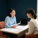 面談室で就労相談を行う就労支援コーディネーター